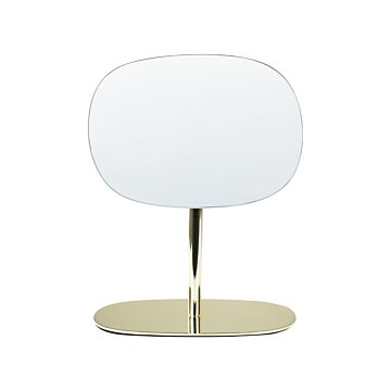Makeup Mirror Gold Metal 20 X 14 Cm Dressing Table Swivel Mirror Decorative Beliani