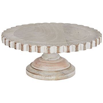 Cake Stand Light Mango Wood 30 X 30 X 12 Cm Decorative Stylish Carved Serving Tray Pastry Holder Beliani