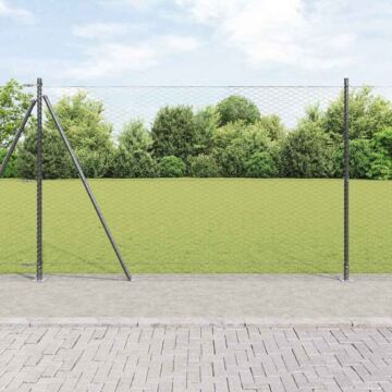 Vidaxl Hexagon Fence Grey 1,5x10 M Steel, Vidaxl Fence Posts With Base Plates 7 Pcs Ø32mm 83,5cm Galvanised Steel