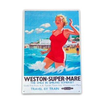 Vintage Metal Sign - British Railways Retro Advertising, Weston-super-mare, Somerset