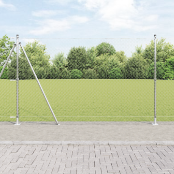 Vidaxl Hexagon Fence 1.5x50 M Galvanised Steel, Vidaxl Fence Posts With Base Plates 13 Pcs Ø32mm 83.5cm Galvanised Steel