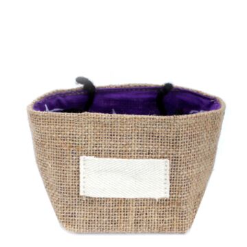 Natural Jute Cotton Gift Bag - Lavender Lining - Small
