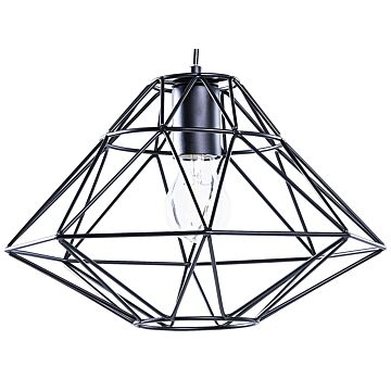 1 Light Black Pendant Ceiling Cage Shape Geometric Metal Naked Wire Beliani