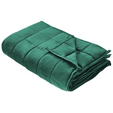 Weighted Blanket Emerald Green Polyester Fabric Glass Beads Filling Rectangular 100 X 150 Cm 4kg 8.81lb Quilted Beliani