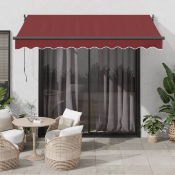Vidaxl Manual Retractable Awning Burgundy 300x250 Cm