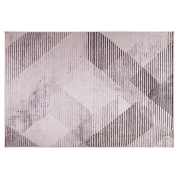 Rug Pink Polyester 160 X 230 Cm Low Pile Abstract Pattern Beliani