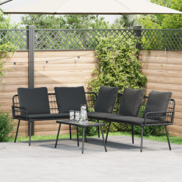 Vidaxl L-shaped Sofa Black 231x173x78 Cm Poly Rattan
