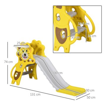 Aiyaplay Baby Slide With Basketball Hoop, Easy To Assemble Kids Slide For Indoor Use, For Ages 18-36 Months - Yellow