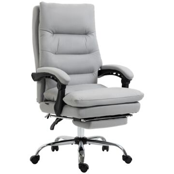 Vinsetto Vibration Massage Office Chair With Heat, Microfibre Computer Chair With Footrest, Armrest, Reclining Back, Double-tier Padding, Grey
