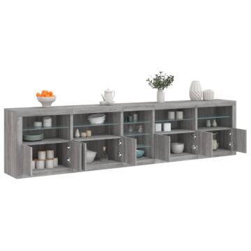 Vidaxl Sideboard With Led Lights Grey Sonoma 283x37x67 Cm