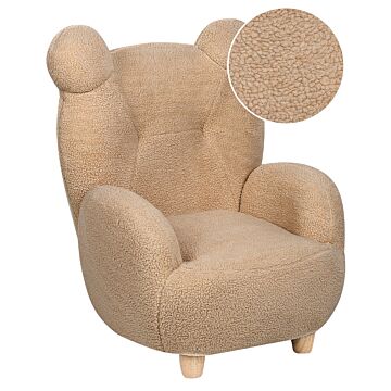 Animal Armchair Light Brown Polyester Upholstery Nursery Furniture Seat For Children Modern Design Bear Shape Beliani