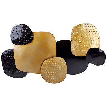 Wall Decor Black And Gold Iron Metal Sculpture Geometric Wall Art Abstract Glam Modern Accessory Beliani