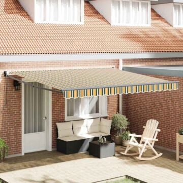 Vidaxl Manual Retractable Awning Green And Yellow 400x300 Cm
