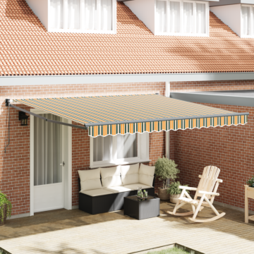 Vidaxl Manual Retractable Awning Green And Yellow 400x300 Cm