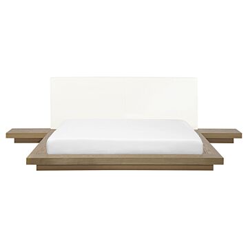 Japan Bed Frame Light Wood Eu King Size 5ft3 Wood Veneer Low Profile Bedroom Beliani