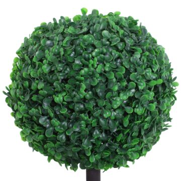 Outsunny Set Of 2 Artificial Boxwood Ball Topiary Trees Potted Decorative Plant Outdoor And Indoor Décor (112cm)