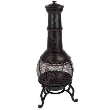 Fire Vida Black And Gold Steel Chimnea, Large