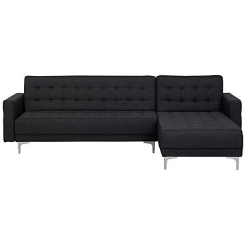 Corner Sofa Bed Graphite Grey Tufted Fabric Modern L-shaped Modular 4 Seater Left Hand Chaise Longue Beliani