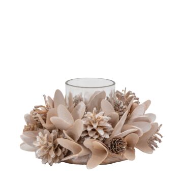 Blush Cone & Floral Tealight Holder 180x180x85mm