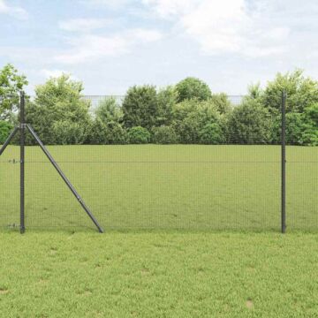 Vidaxl Welded Wire Fence With 13 Posts Grey 1.2x50 M Steel