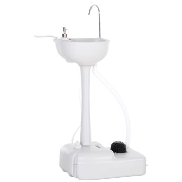 Outsunny Hdpe Outdoor Soap Dispending Sink W/ Towel Holder White
