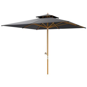 Outsunny 3x3(m) Garden Sun Umbrella With Double Tier - Black