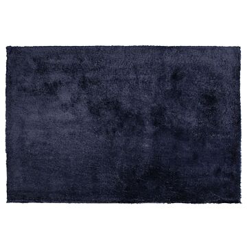 Shaggy Area Rug Blue Cotton Polyester Blend 160 X 230 Cm Fluffy Dense Pile Beliani