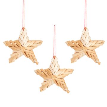 Straw Stars Hanging Decoration- Set Of 3