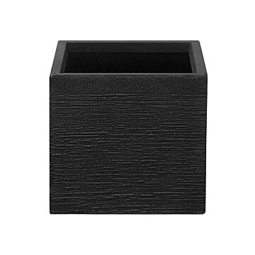 Plant Pot Planter Solid Black Fibre Clay Square 30 X 28 Cm Uv Resistance Beliani