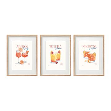 Set Of Three Cocktail Recipe Wall Art In Frames