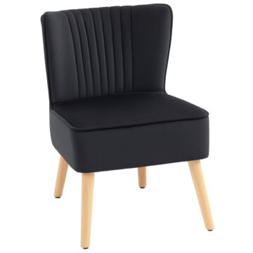 Homcom Modern Accent Chair, Fabric Living Room Chair With Rubber Wood Legs And Thick Padding, Black