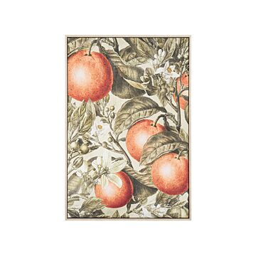 Framed Canvas Wall Art Green And Orange 63 X 93 Cm Oranges Fruit Motif Wall Décor For Living Room Bedroom Beliani