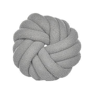 Knot Cushion Grey Boucle 31 X 31 Cm Tied-up Plushy Decorative Modern Beliani