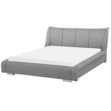 Bed Frame Grey Fabric Eu Super King Size 6ft Slatted Base Upholstered Headboard Modern Beliani