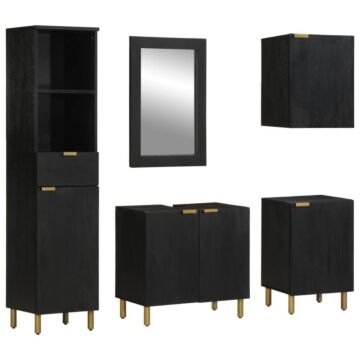 Vidaxl 5 Piece Bathroom Furniture Set Black Engineered Wood