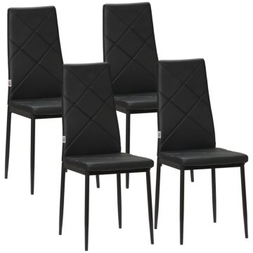 Homcom Set Of 4 Faux Leather Dining Chairs - Black
