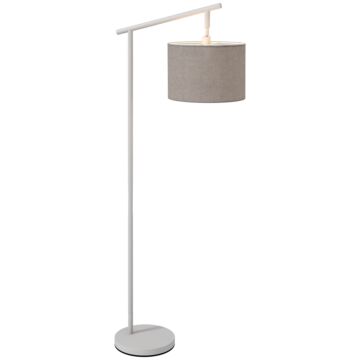 Homcom Modern Floor Lamp With 350° Rotating Lampshade, For Living Room And Bedroom, Led Bulb Included, Grey