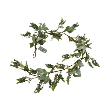 Led Winter Garland With Eucalyptus And Lambs Ear - 153cm