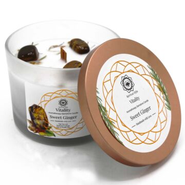 Sweet Ginger And Tiger Eye Gemstone Candle - Viality