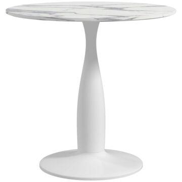 Homcom Round Dining Table, Modern Dining Room Table With Steel Base, Non-slip Foot Pad, Space Saving Small Dining Table