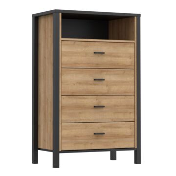 High Rock Chest Of Drawers In Matt Black/riviera Oak