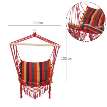 Outsunny Hammock Chair Swing Colourful Striped Tree Hanging Seat Porch Fabric Garden Furniture