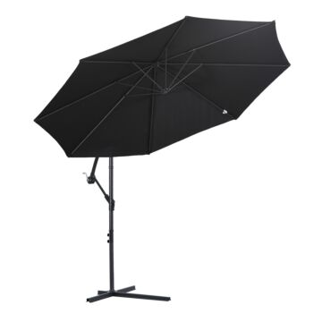 Outsunny Cantilever Umbrella Parasol Hanging Banana Steel Black 3m Patio