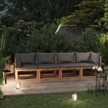 Vidaxl 4-seater Garden Sofa With Cushions Solid Wood Acacia (uk/ie/fi/no Only)