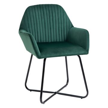 Homcom Modern Arm Chair Upholstered Accent Chair With Metal Base For Living Room Green