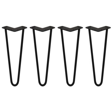 4 X 14" Hairpin Legs - 2 Prong - 12mm - Black