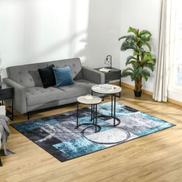 Homcom Blue Geometric Rug, Modern Area Rugs Large Carpet, 160x230 Cm