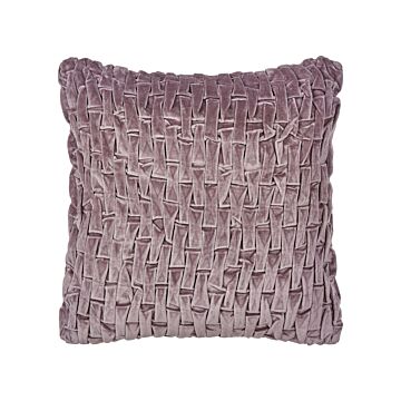 Decorative Cushion Violet Velvet 45 X 45 Cm Modern Traditional Living Room Bedroom Pillow Beliani
