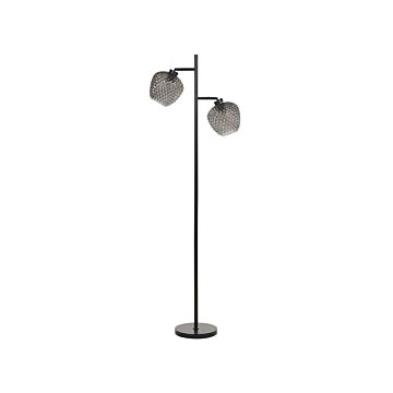 Floor Lamp Grey And Black Iron Base Glass Smoked Shades 2 Lighting Points Home Accessories Illumination Beliani