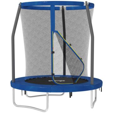 Sportnow 6ft Trampoline With Safety Enclosure Net, Steel Frame Outdoor Trampoline, Jumping Mat With Edge Safety Cover For Fitness, Blue